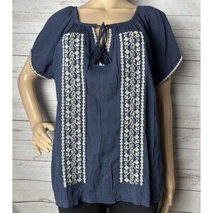 NWT Lucky Brand Shirt Embroidered Boho Elevated Indie